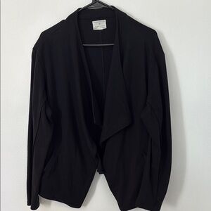 Caslon Women’s Black Drape Knit Blazer Sz 1X – Open Front, Soft Cotton